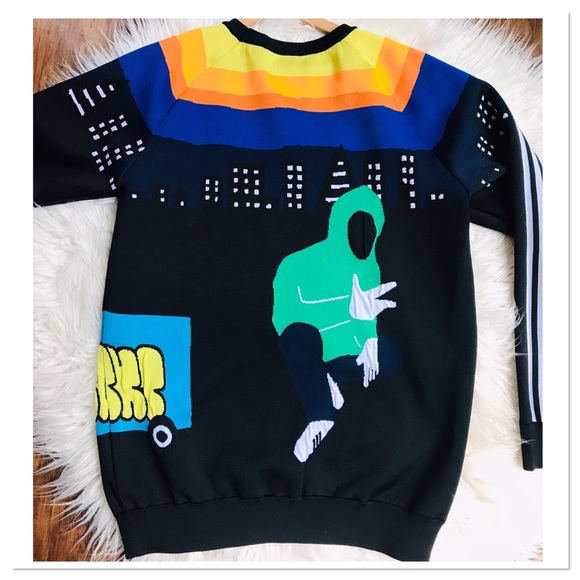 Adidas United Arrows And Sons Knit Sweater City Graffiti Black Size Large - Picture 3 of 14